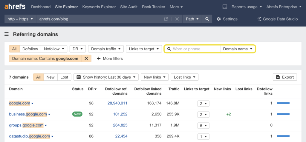 analyse backlinks ahrefs